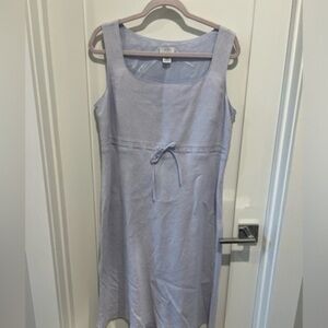 Loft Linen Sleeveless Tie Front Dress Size 14 academia minimalist nautical